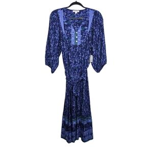 beachlunchlounge Blue and Green Patterned Dress